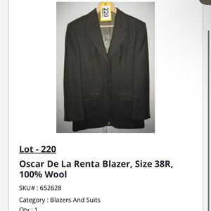 Oscar de la Renta Charcoal Wool Blazer